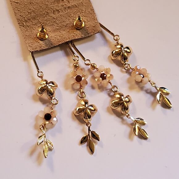 Anthropologie Floral Double-Drop Earrings New with tags attached - No flaws - Picture 7 of 10